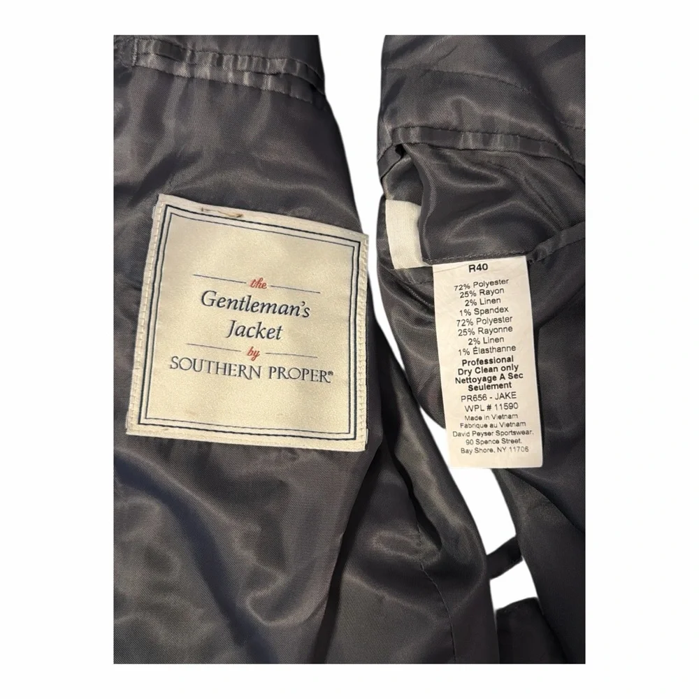 Southern Proper Gentleman’s Jacket‎ Gray Linen Blend Blazer R40 H1